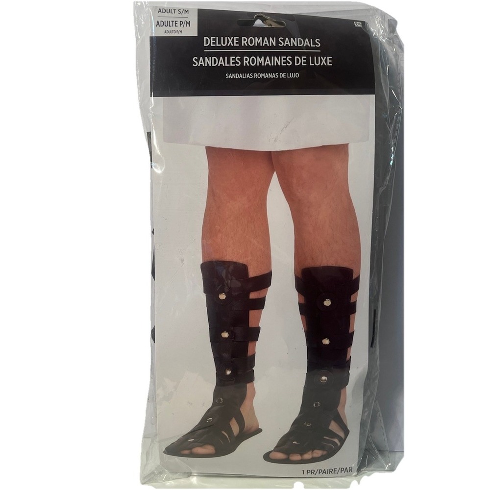 Roman Sandals Adult Small/Med New Gladiator, Toga Cosplay, Play, Costume Brown